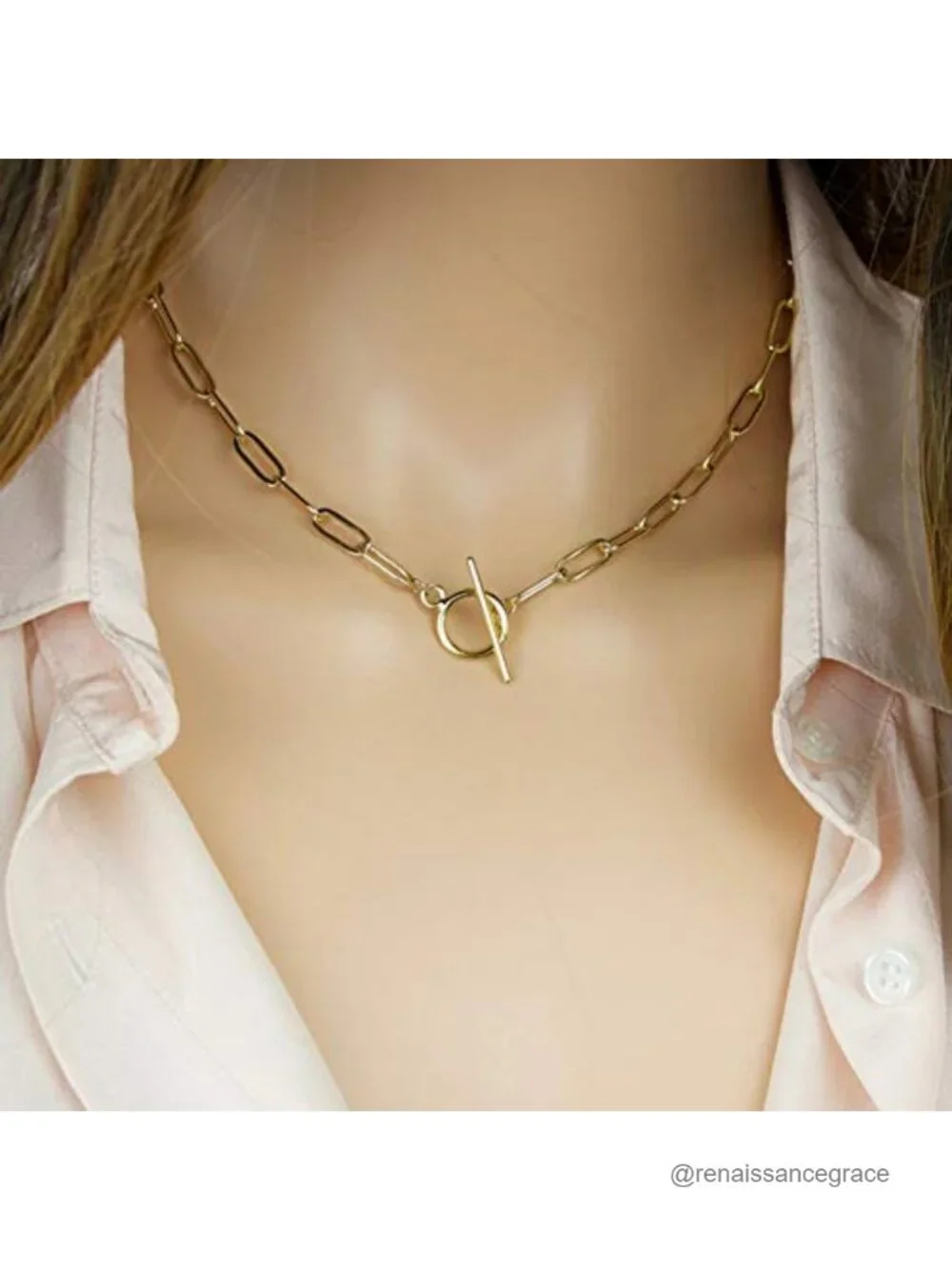 14K-Gold-Plated Layered Paperclip Chain Necklace with Evil Eye Medallion Coin